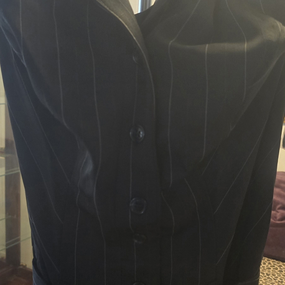 Bisou Bisou Black/white Pinstripe Onepiece Pantsuit/jumpsuit